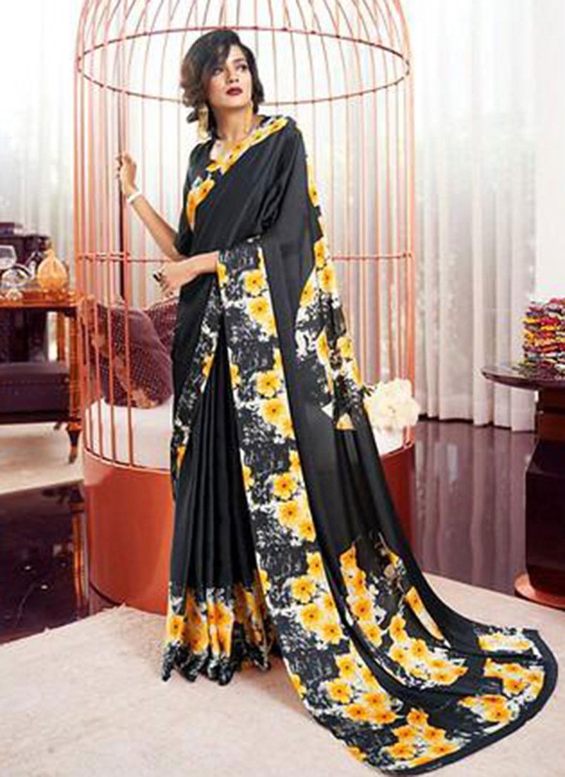 RAJTEX KAAKSHI SILK Latest Fancy Designer Fancy Party Festive Wear Japan Satin Crepe Digital Printed Saree Collection